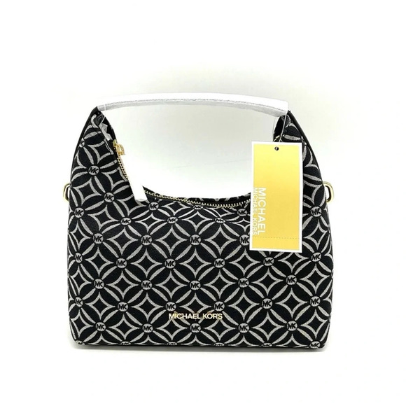 Michael Kors Ember Small Logo Jacquard Messenger Bag Black - Picture 1 of 11